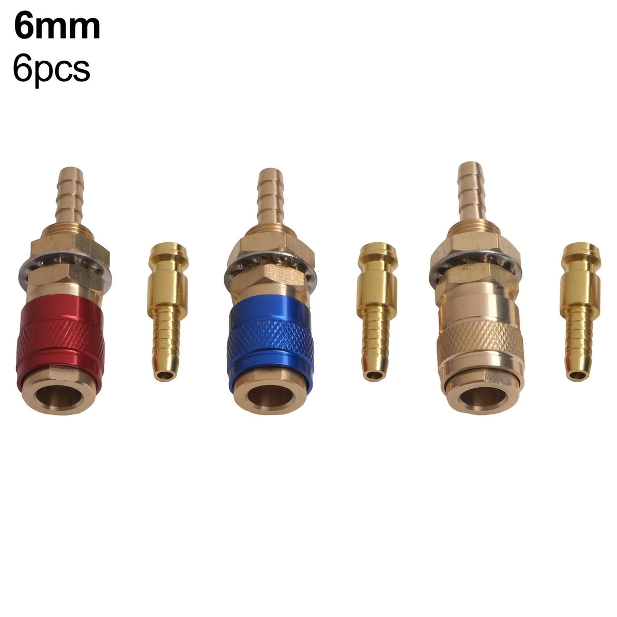2X High Performance Brass Quick Connectors for 6mm Tubes