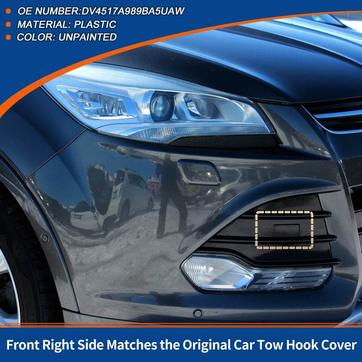 Tow Hook Cover for Ford Escape (No.DV4517A989B, A5UAW) Black