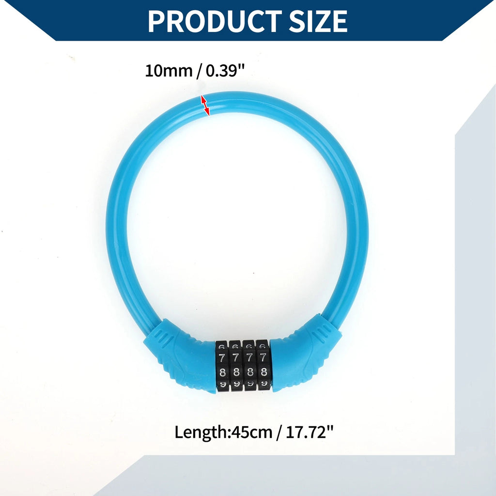 Bicycle Lock Ring Anti-Theft 4-Digit Resettable Mini Lock Blue
