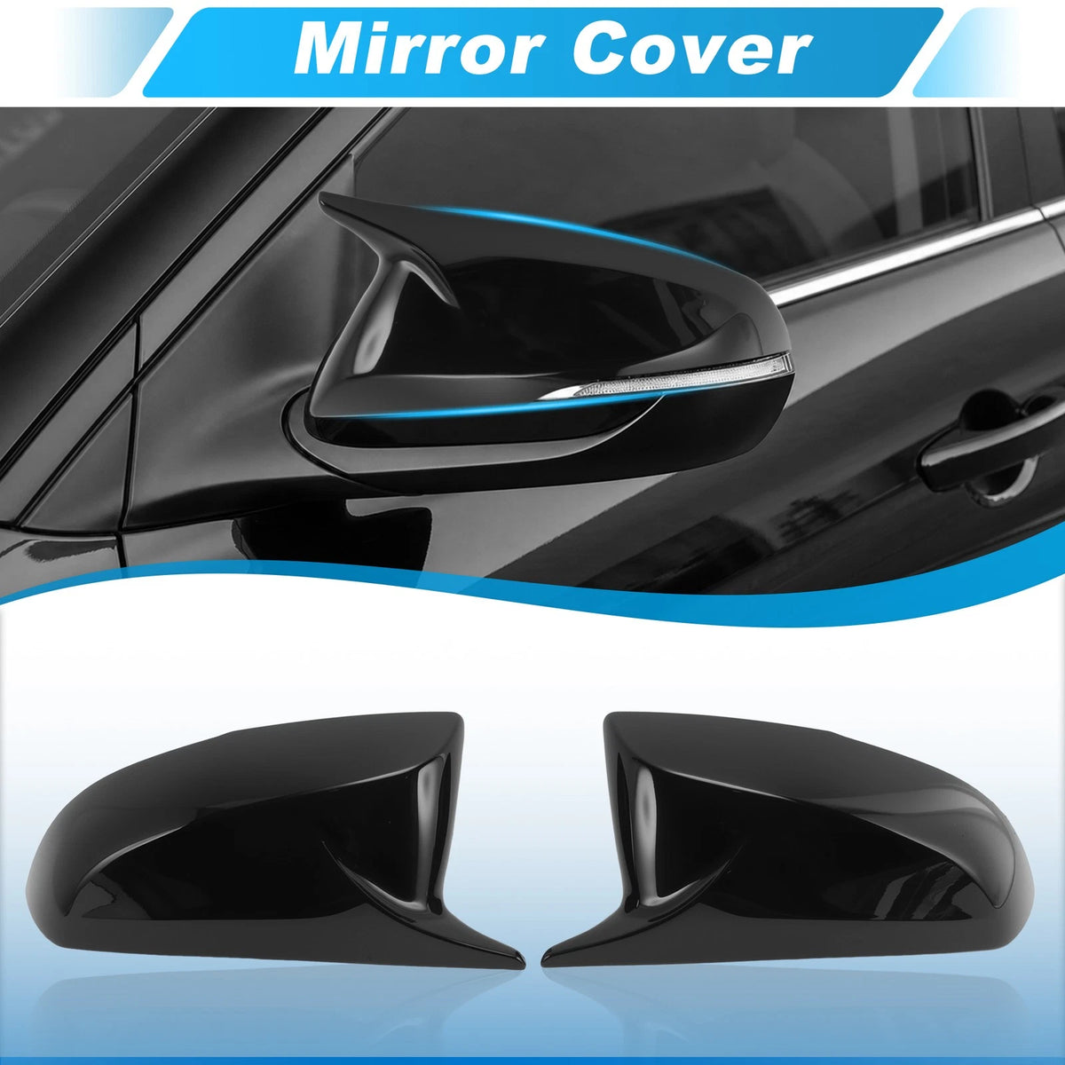 1 Pair Mirror Cover Cap Left Right Gloss Black for Toyota Sienna (2021–2025)