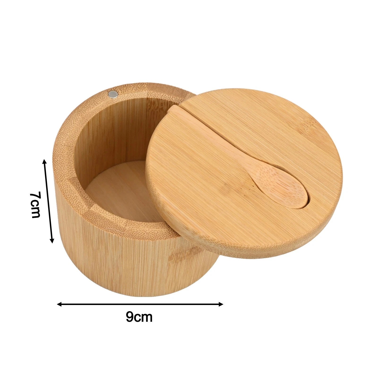 Salt Cellar with Magnetic Lid and Scoop Tool for Kitchen Use