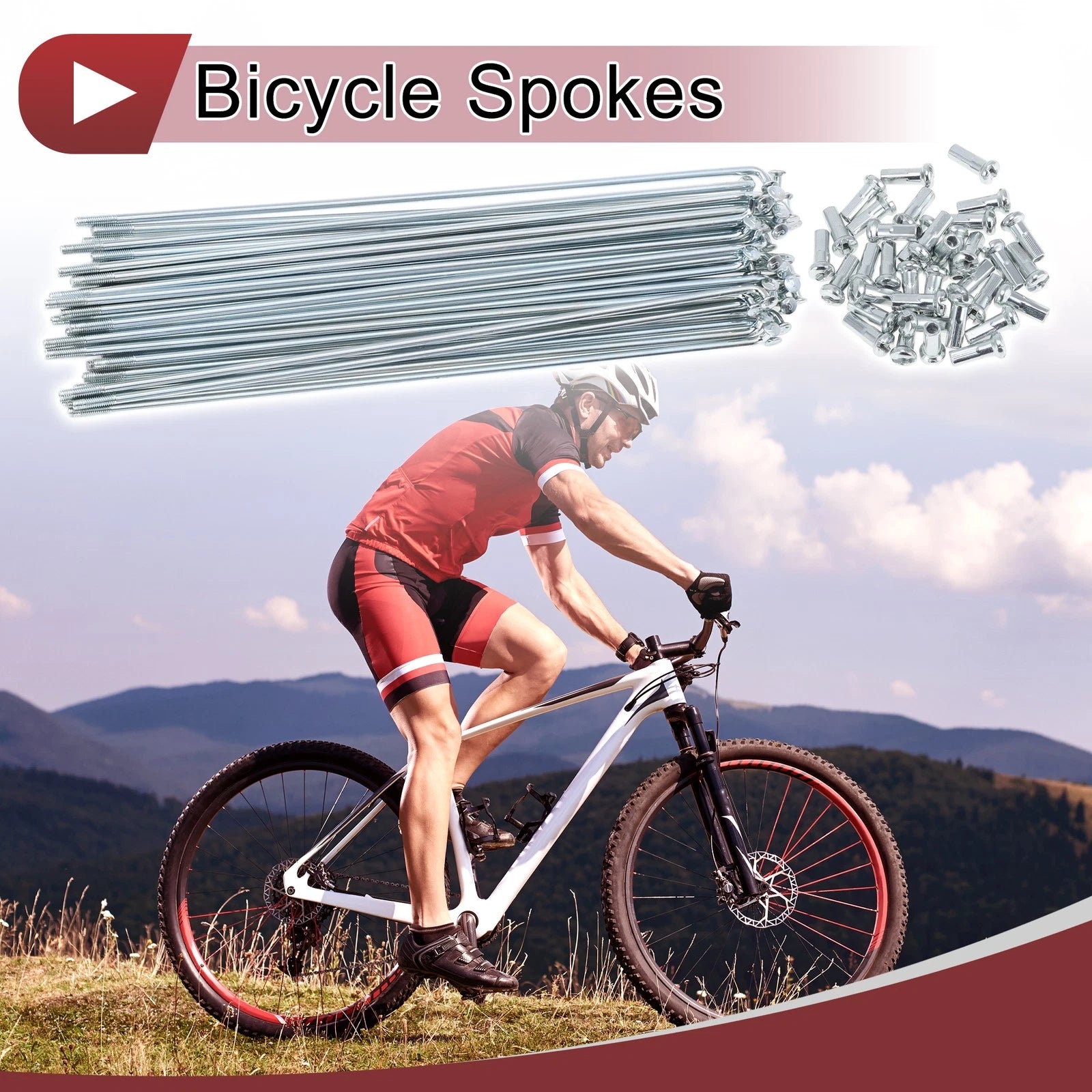 Bike Wheel Spokes Galvanized Steel Replacement Set for 13G Bicycles (171mm) (2000–2000)