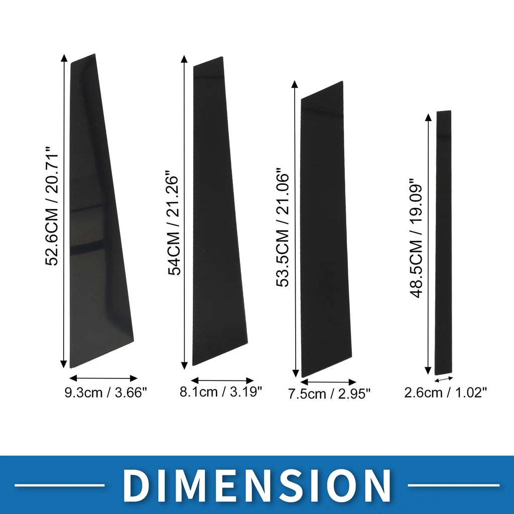 8 Pcs Door Pillar Window Trim Replacement for BMW X5 (1999–2006) Black