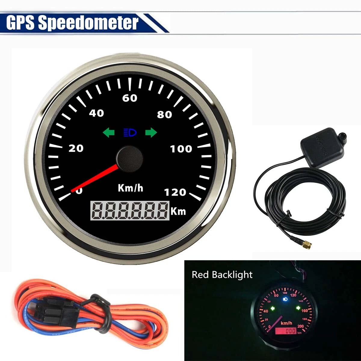 85mm GPS Speedometer Odometer Gauge for Car Motorcycle (Adjustable, IP67)