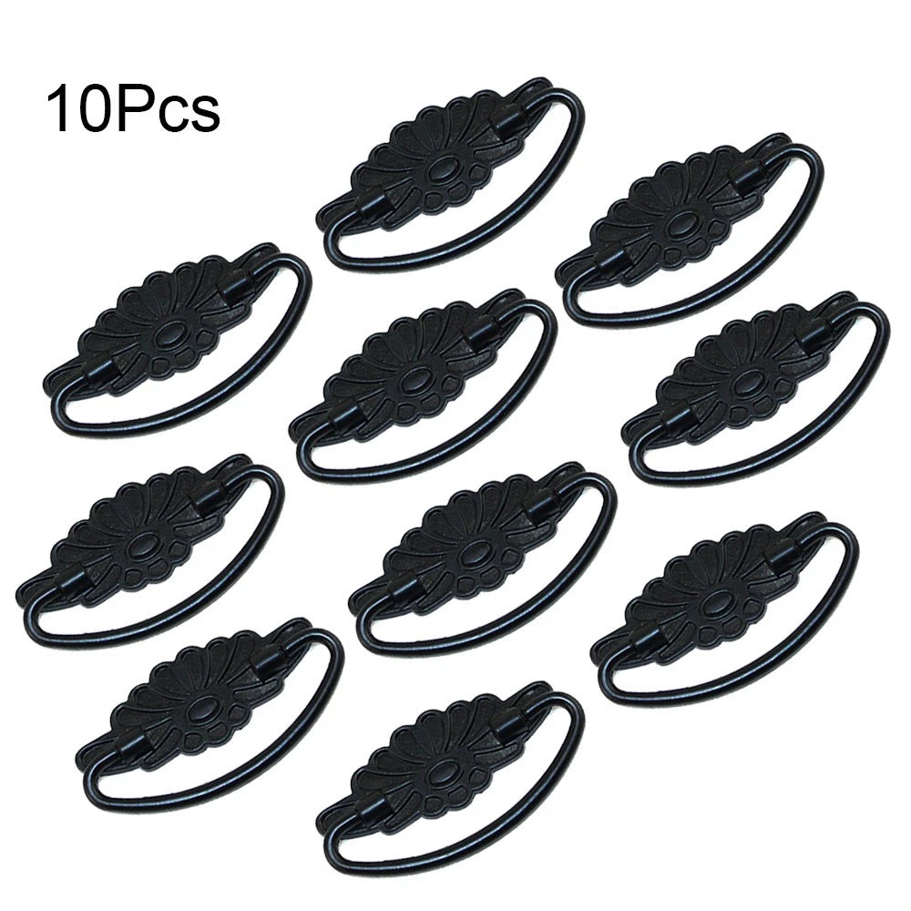 10X Black Vintage Door Pull Handle Knob Zinc Alloy for Cabinets