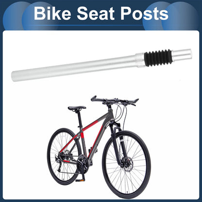 Seat Post for Bike 28.6x400mm Shock Absorbing Saddle Tube Silver Tone (2013–2015)