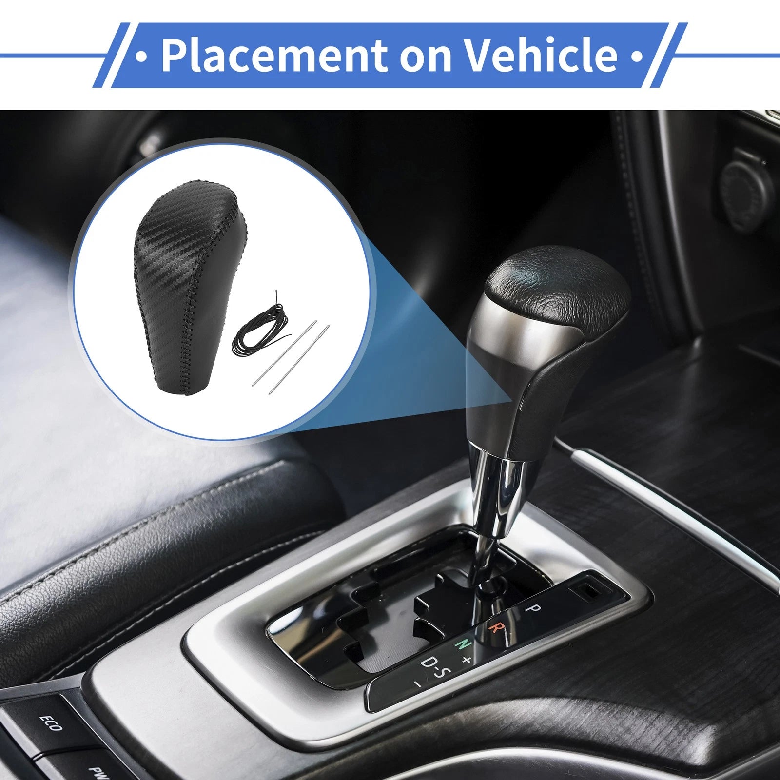 Gear Shift Knob Cover Replacement for Chevrolet Cruze 2011–2015 Carbon Fiber