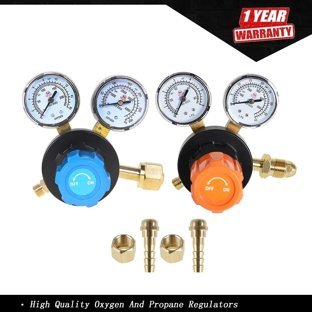 Dual Welding Gas Gauges for Oxygen (CGA-540) & Acetylene (CGA-510)
