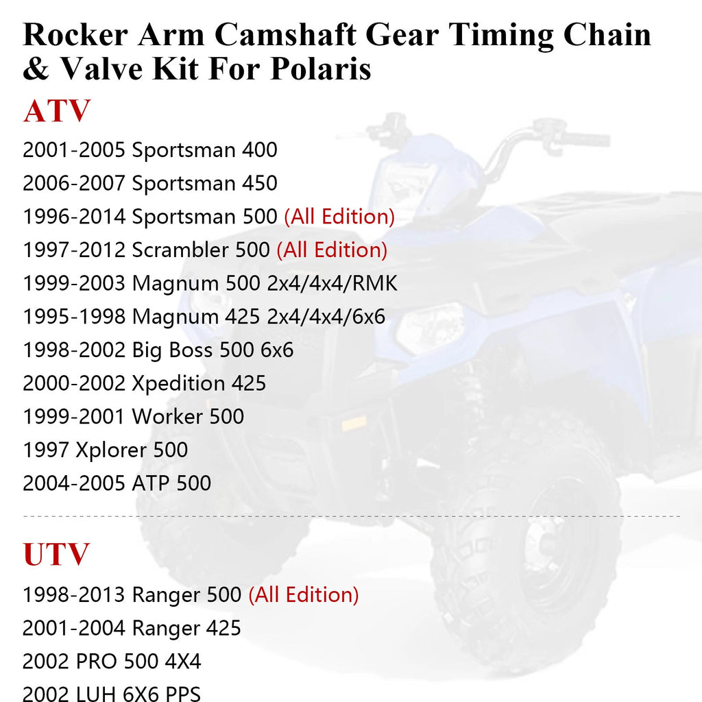 Rocker Arm Camshaft Timing Chain & Valve Kit for Polaris Sportsman (2000–2009)