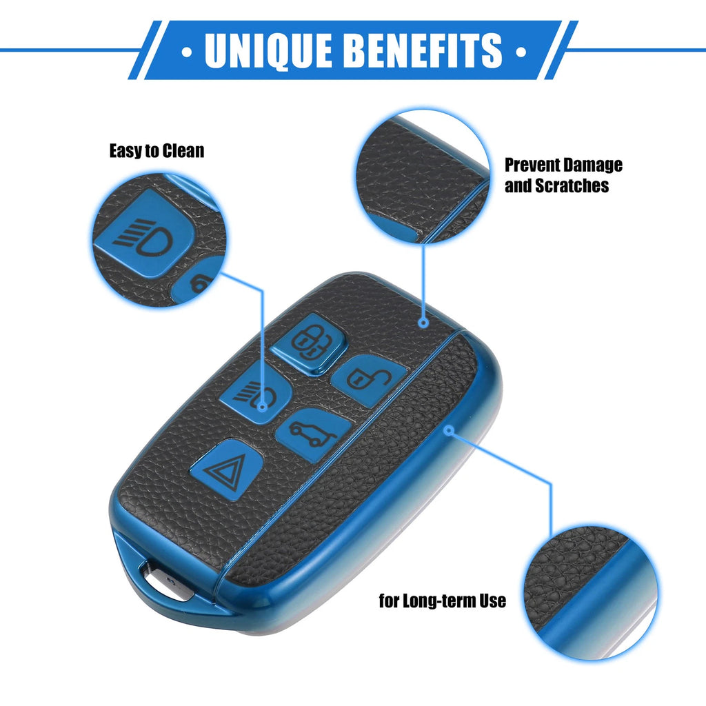 5 Button Smart Remote Key Shell for Land Rover Range Rover (2013–2017) TPU Blue