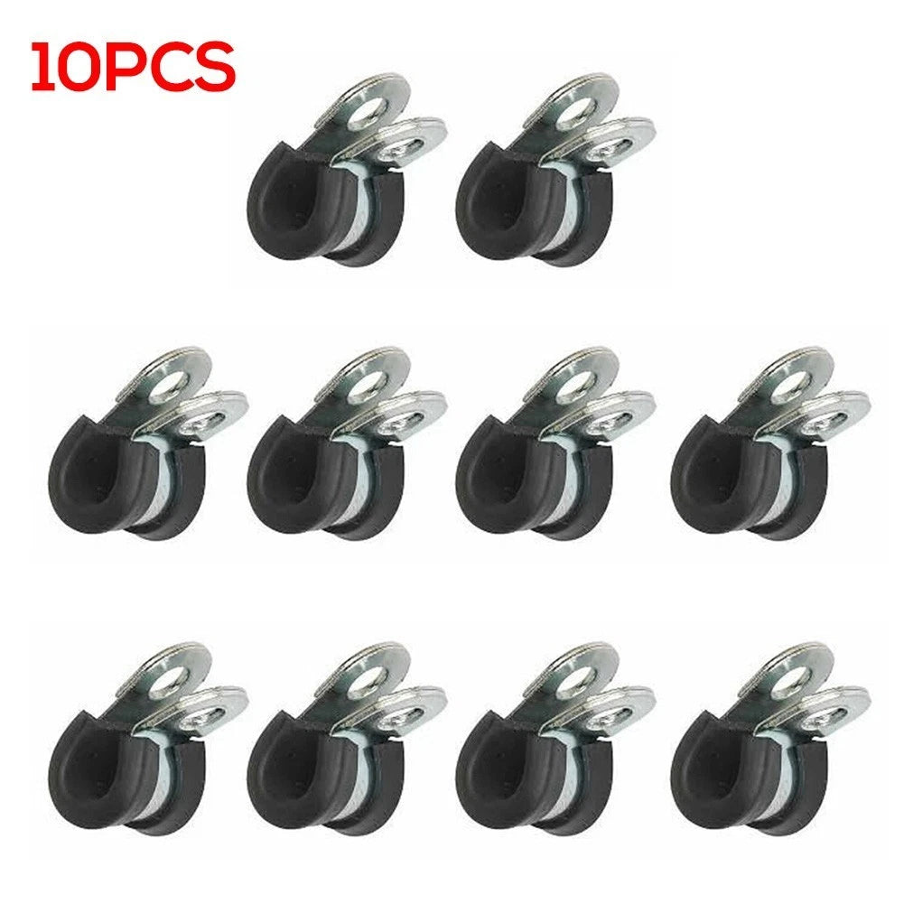10X 8mm Metal Rubber P Clips for Brake Gas Line