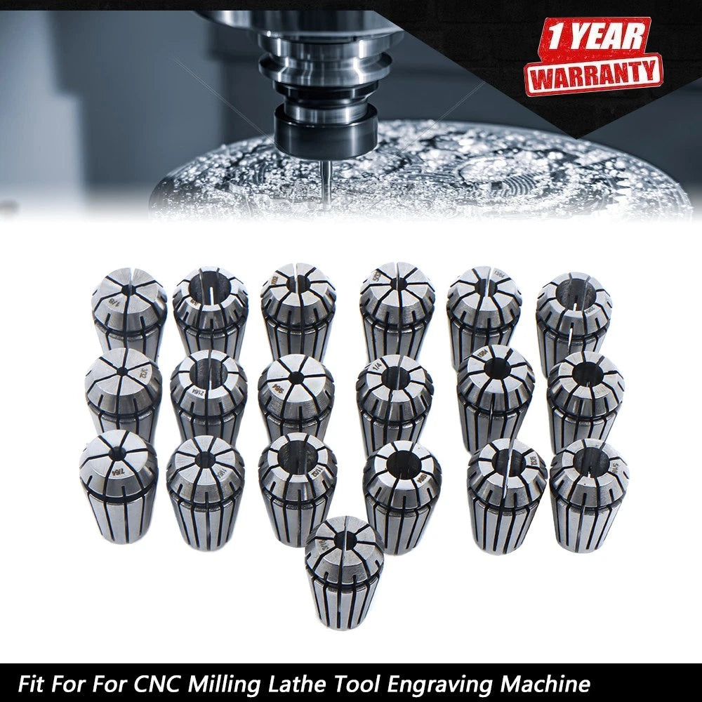 19-Piece ER16 Spring Collet Set for CNC Milling Lathe Tool