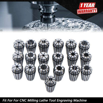 19-Piece ER16 Spring Collet Set for CNC Milling Lathe Tool