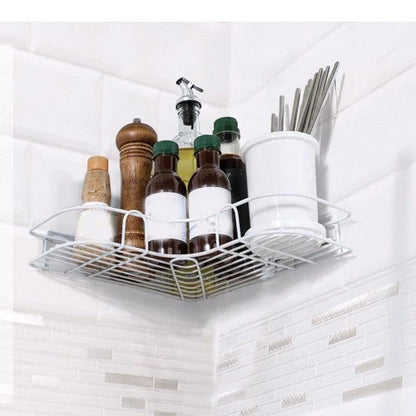 Bathroom Corner Shelf Wall Mounted Metal Storage Basket - Modern Design