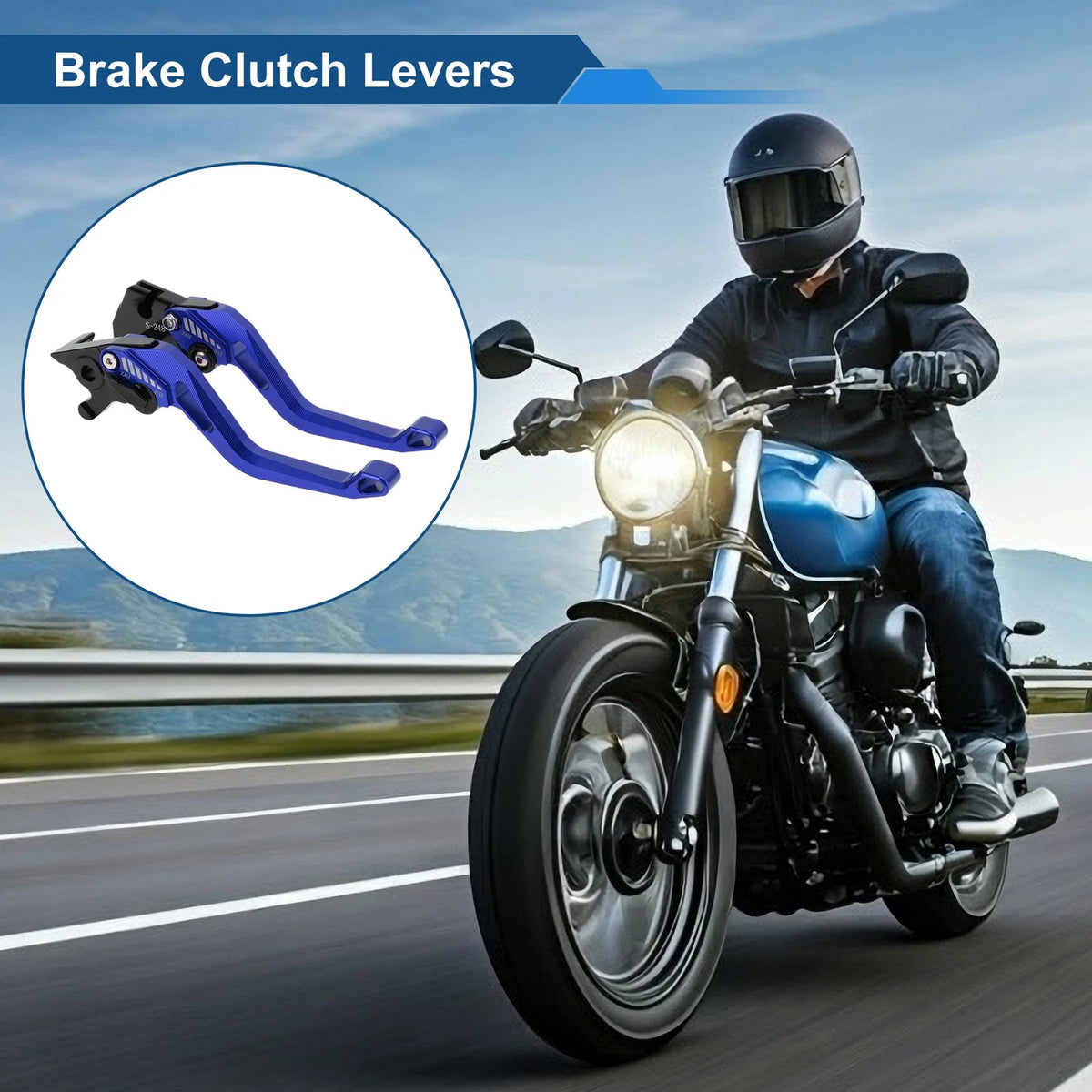 Short Brake Clutch Lever Set of 2 for Yamaha YZF-R125 (2014–2020) Solid Blue