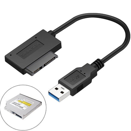 USB 3.0 to SATA 7+6 Pin Slimline SATA Cable for Laptop CD DVD ROM Drive