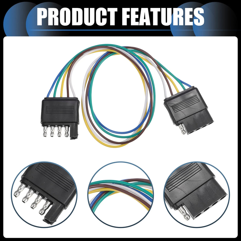 Trailer Wiring Harness 5 Pin Flat Connector for Car Vehicle Side (2018–2024)