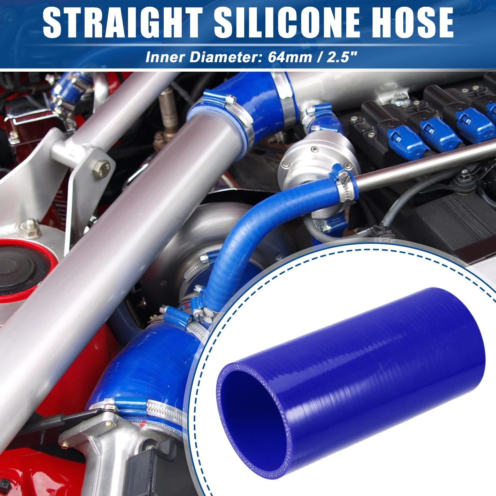 2.5" ID 6" Length Silicone Reducer Hose for Intercooler (Universal)