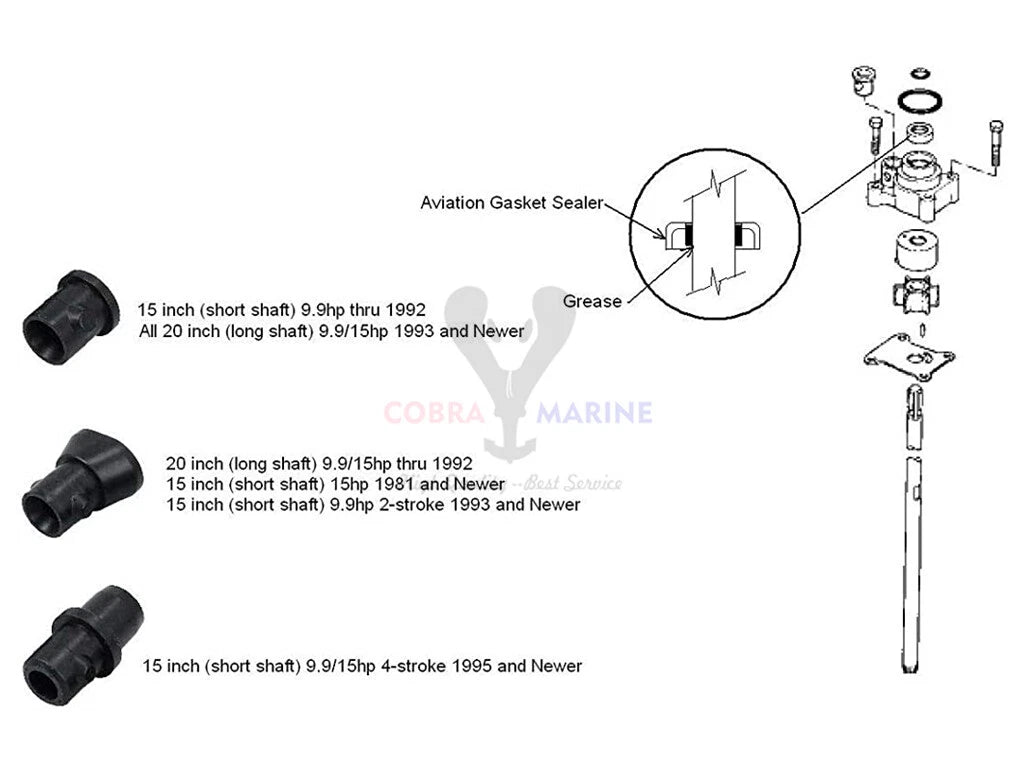 Water Pump Impeller Kit for Evinrude Johnson 9.9/15hp (2-Stroke & 4-Stroke)