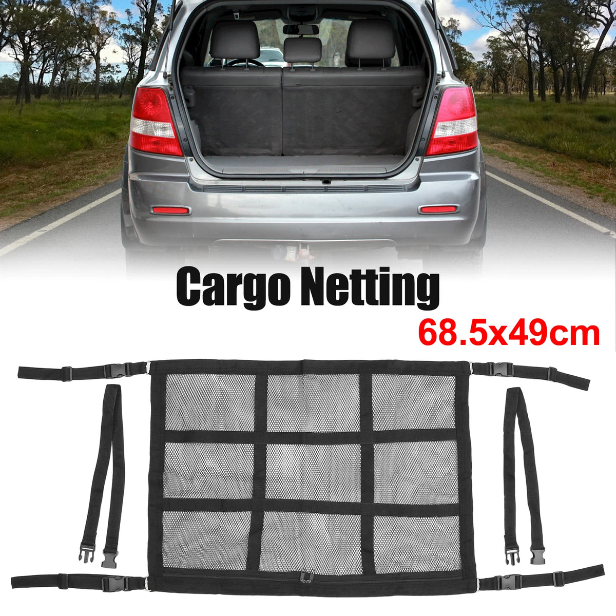 Set of 1 Universal Elastic Mesh Cargo Netting for Car Trunk 26.97"x19.29"
