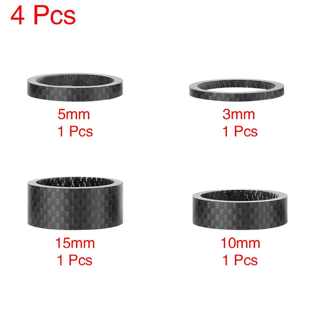 Headset Spacer Kit Matte Black 1-1/8 Inch for 3 5 10 15mm Bikes