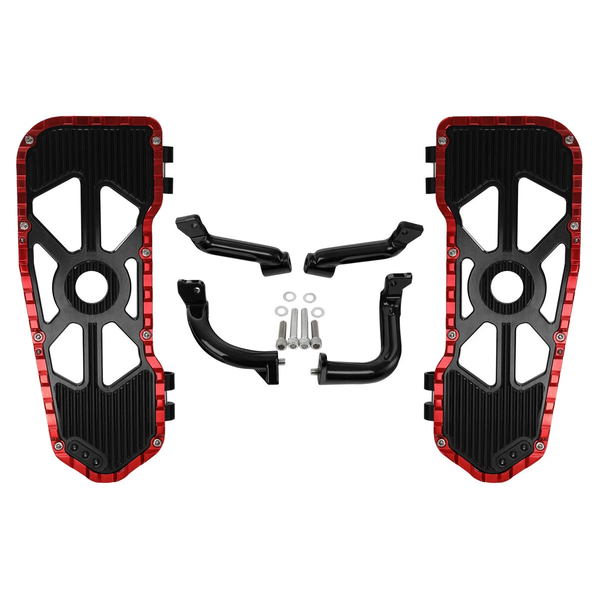 Black Red Driver Floorboards & Bracket for Harley Touring (2017–Present)