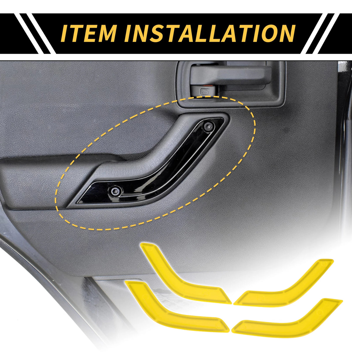Front Rear Door Handle Panel Bezel Cover Trims for Jeep Wrangler JK JLU (2007–2023) Yellow