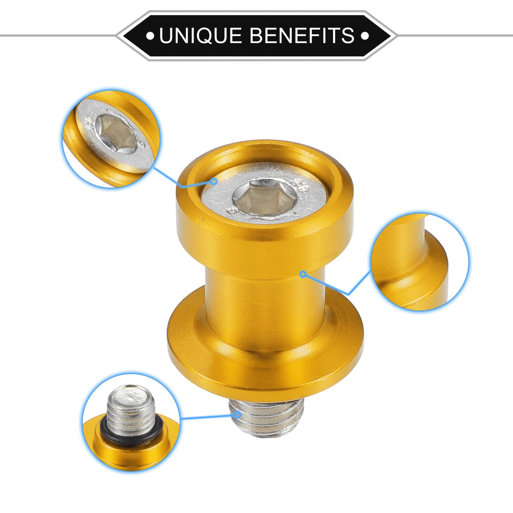Motorcycle Swingarm Spools 10mm CNC for Gold Tone Stand Pair (2000–2026)