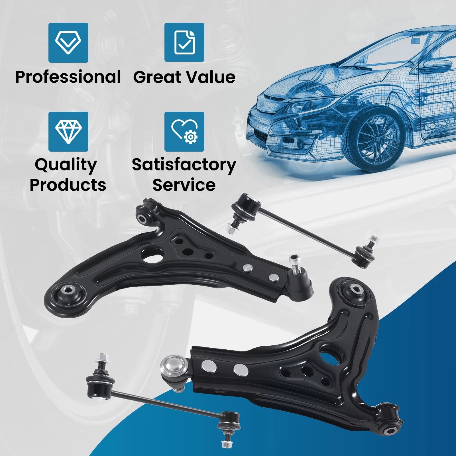 Front Lower Control Arms Sway Bar for Chevy Aveo Pontiac Wave (2004–2011)