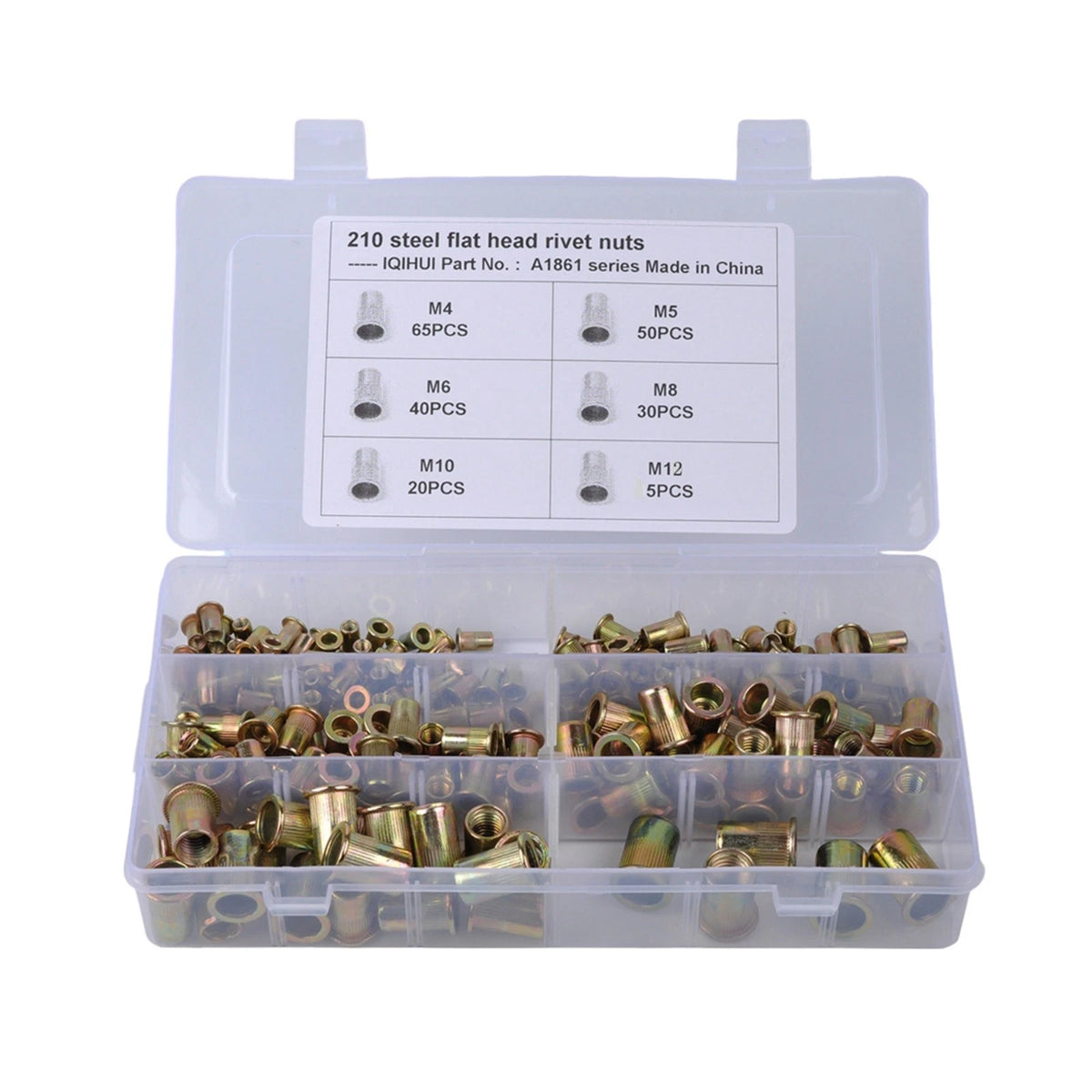 210-Piece Aluminum Rivet Nut Kit for Easy Installation