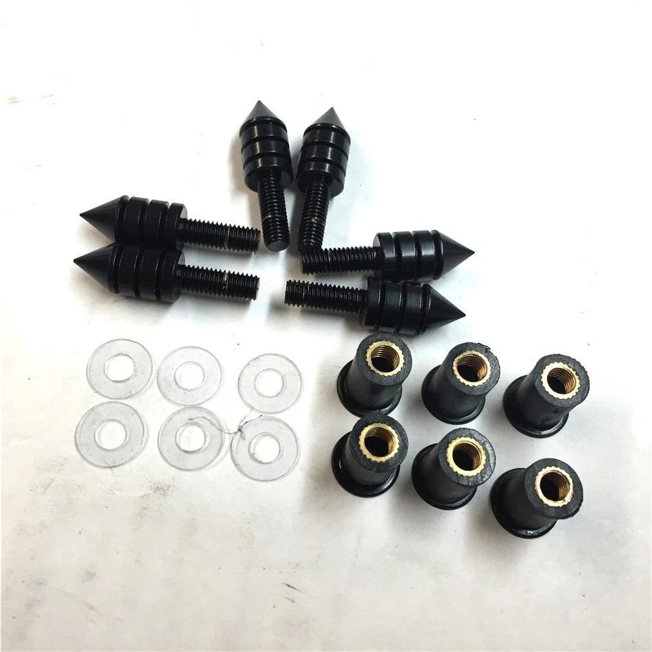 Black Spike Bolt Screws for Windscreen Fairing License Plate Mounting