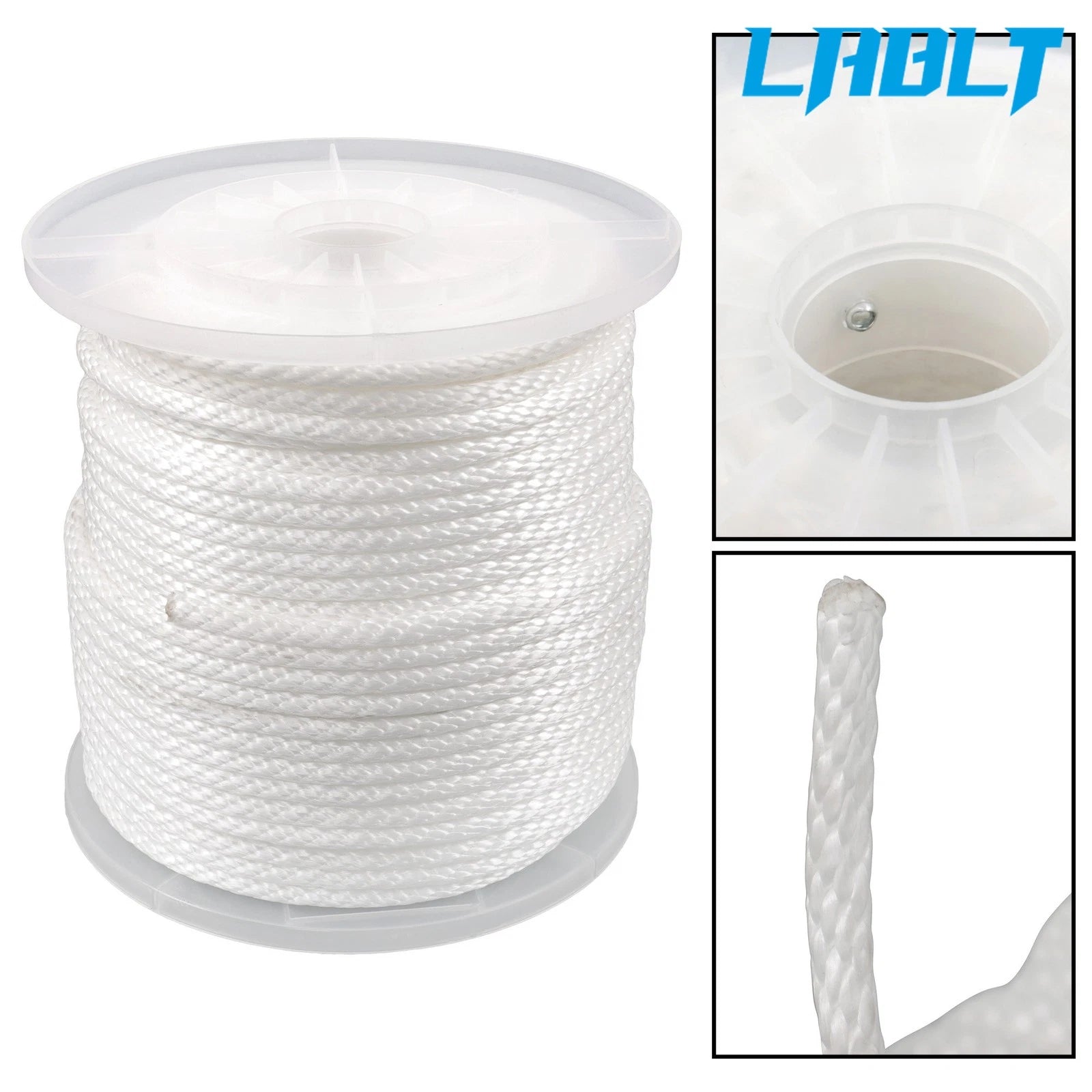 5/16 Inch Nylon Solid Braid Rope - Abrasion Resistant, Low Stretch (250ft)