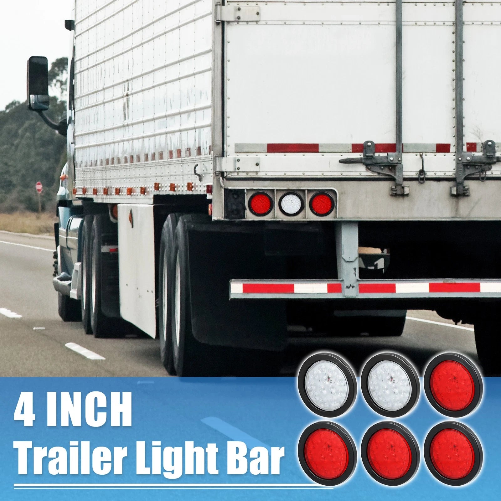 6 Pack 12 LED Trailer Tail Light Surface Mount Waterproof for Truck Trailer (4")