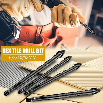 4-Blade Carbide Drill Bit Hex Shank for Plastics and Glass (6.35 mm)