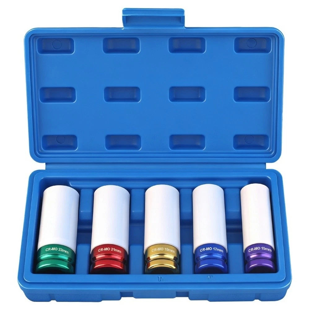 5-Piece Chrome Vanadium Alloy Steel Wheel Lug Nut Socket Set 1/2 Inch Drive