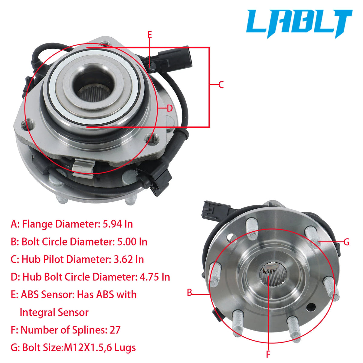 Front Wheel Bearing Hub for Chevrolet SSR, Trailblazer (2002–2009)