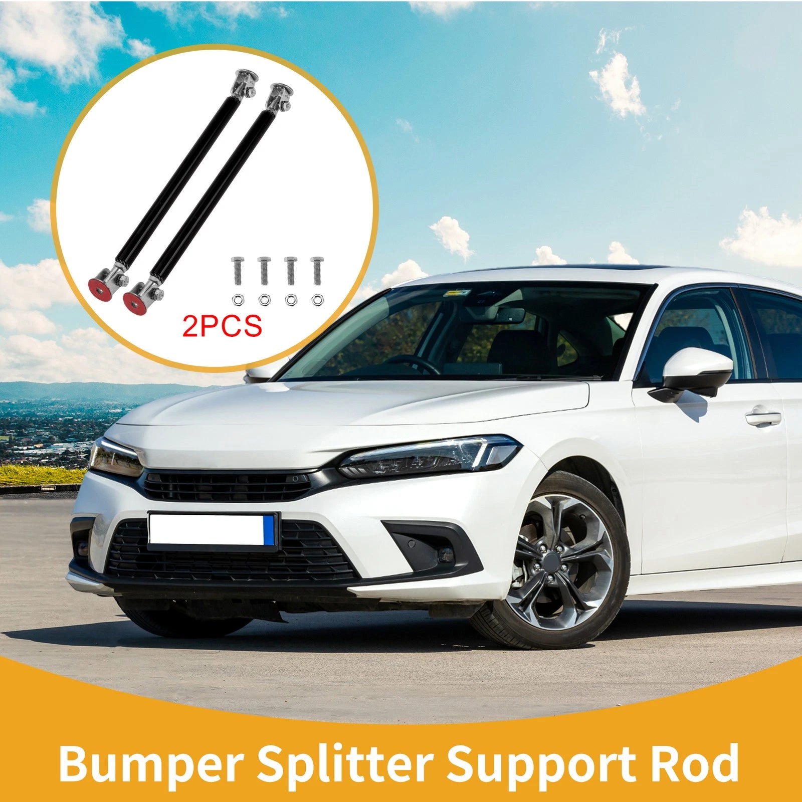 2X Adjustable Front Bumper Lip Splitter Strut for