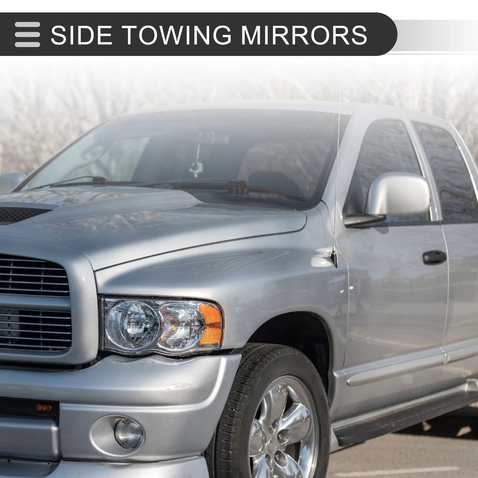 Tow Mirrors for Dodge Ram 2500 3500 2003–2009 with Puddle Lamp Black