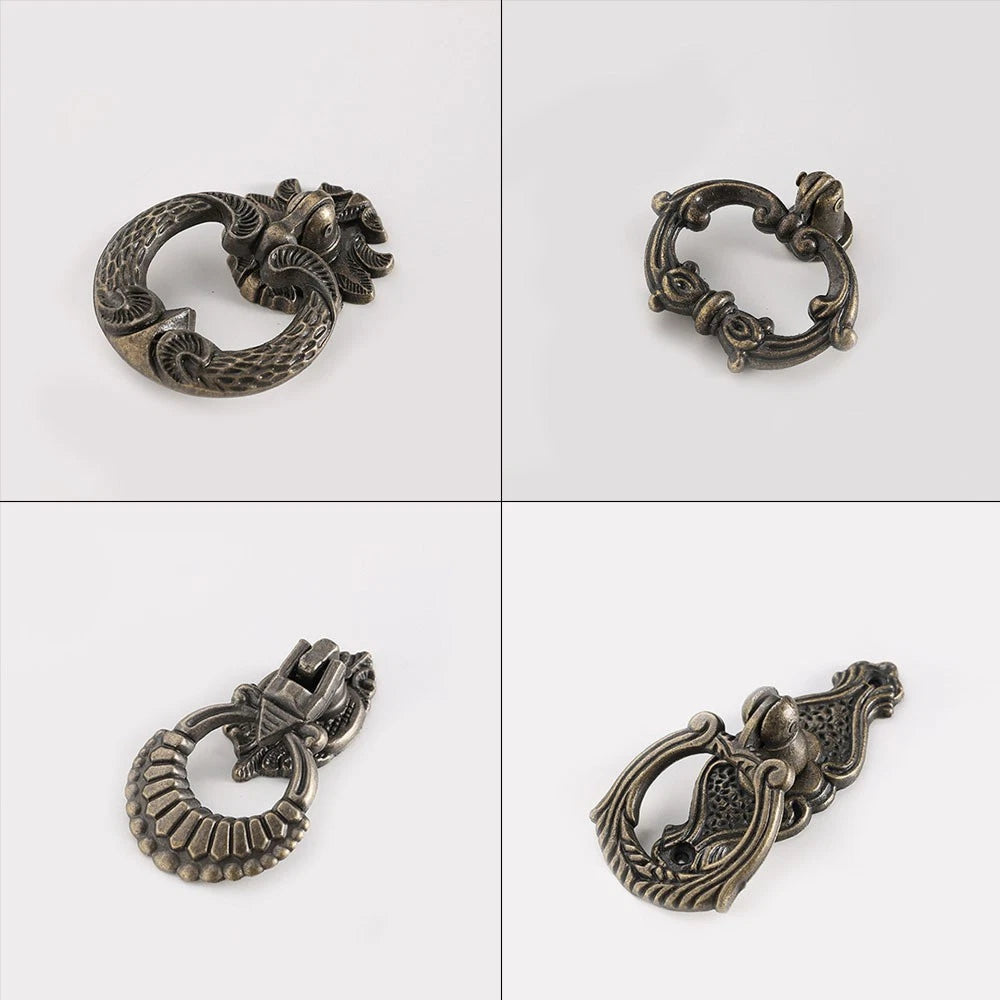 Set of 10 Vintage Drop Ring Handle Drawer Door Pull Knobs