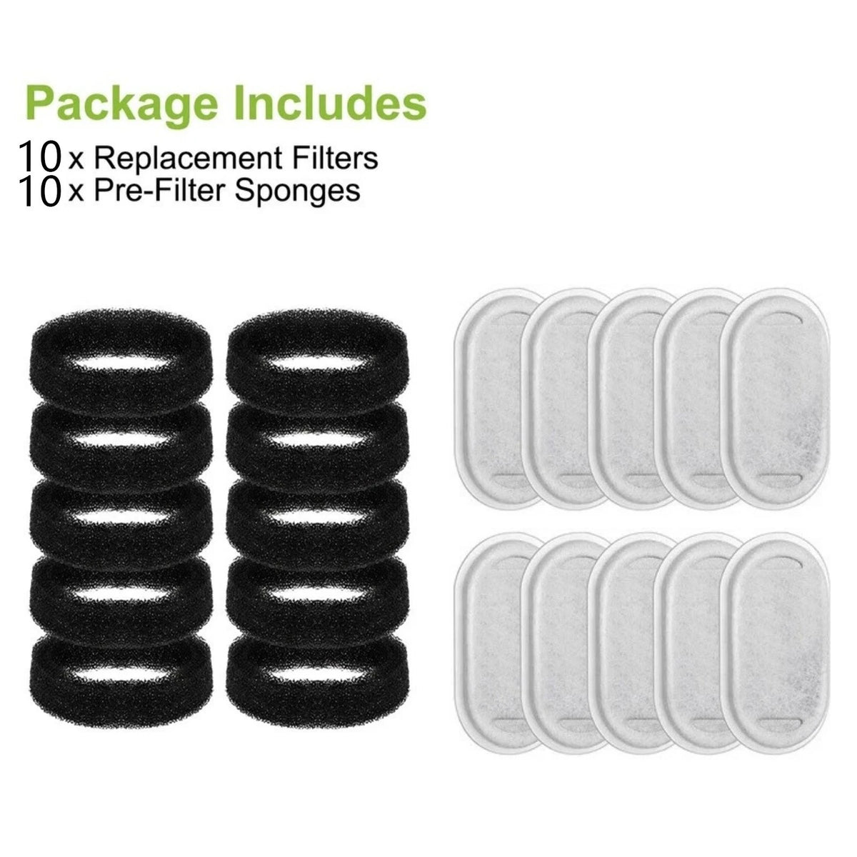 20PCS Water Fountain Filters for Pet Drinking Waterer Kit