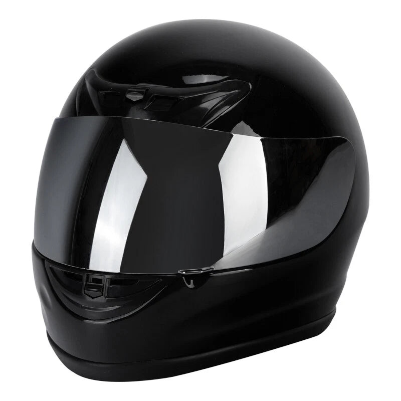 Full Face Helmet for Motorcycle (DOT Approved) - Silver Mirror Visor