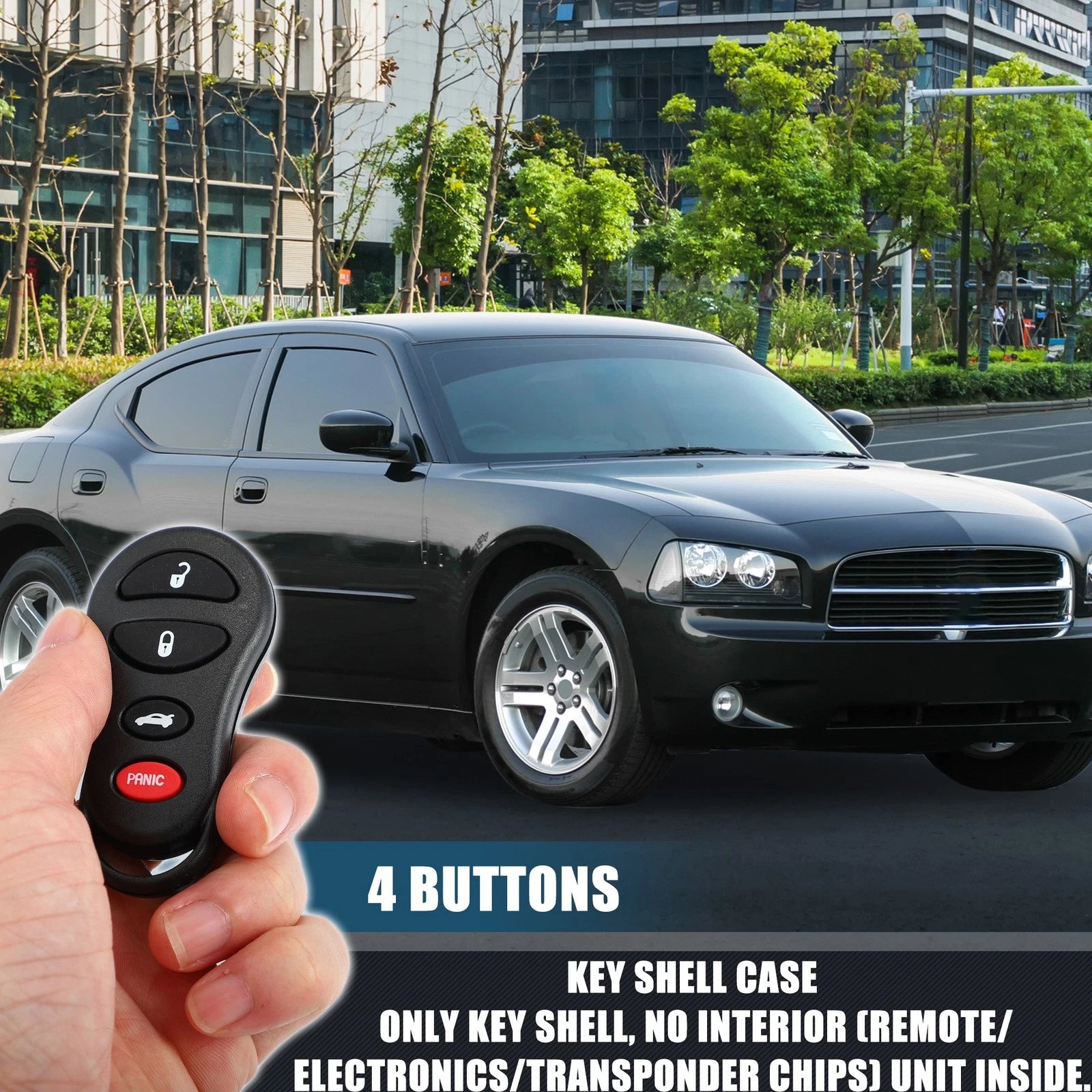 Keyless Entry Remote Shell Cover for Jeep Dodge 4 Button (2002–2020)
