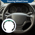 Steering Wheel Cover for Universal Fit (14.96", Black/Celeste Blue)