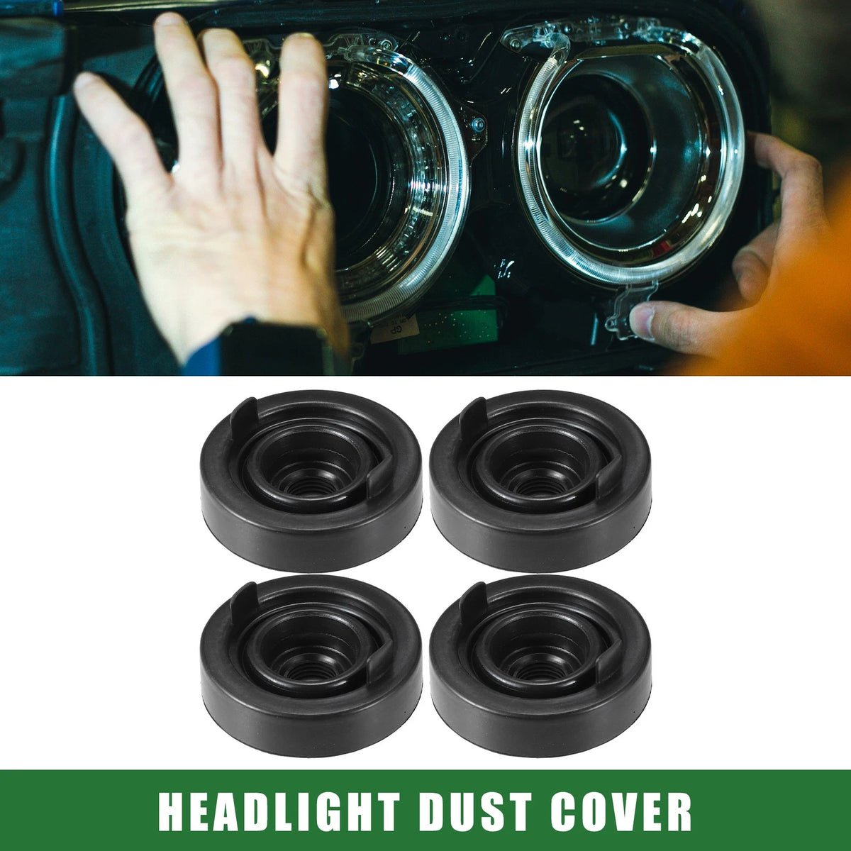 Set of 4 LED Headlight Dust Covers for Universal Fit (1.73''x3.50'')