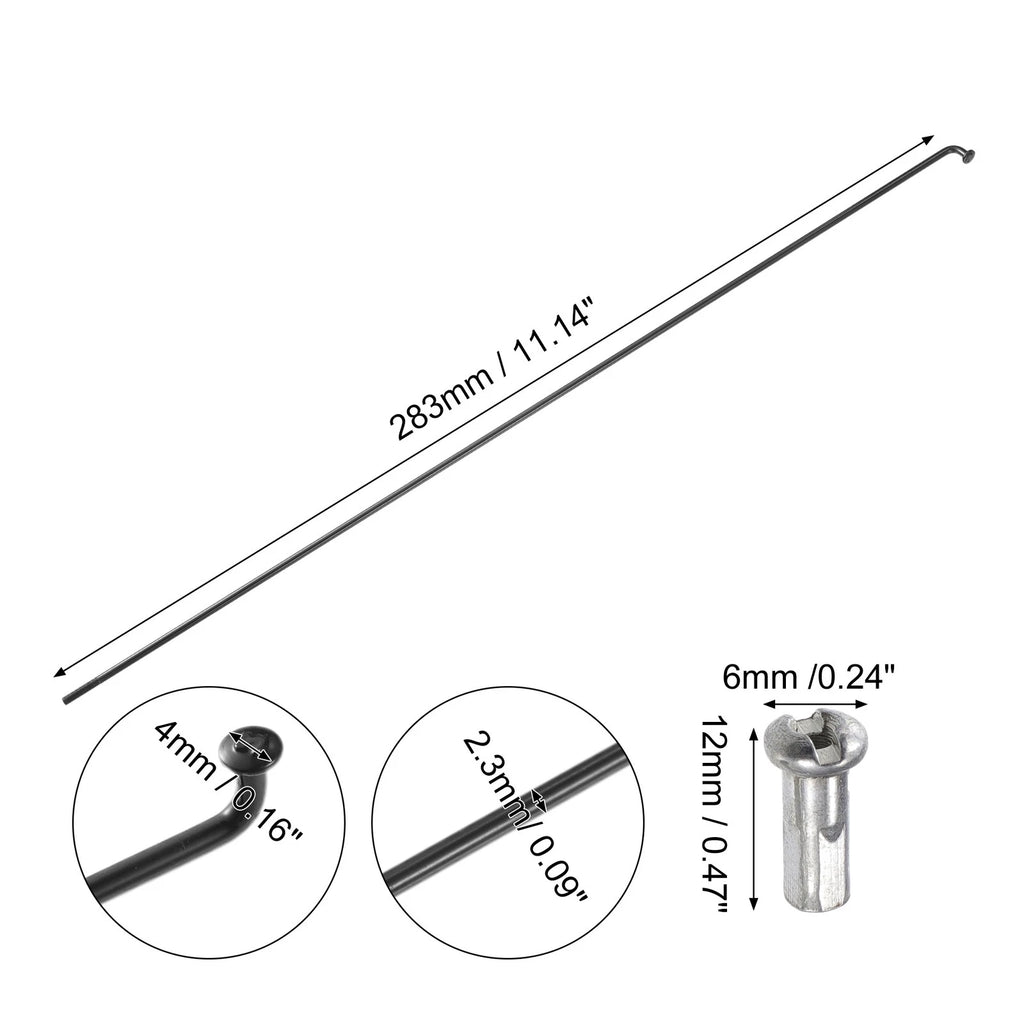 Bicycle Spokes Replacement Kit 13G 283mm with Nipples for Most Bikes