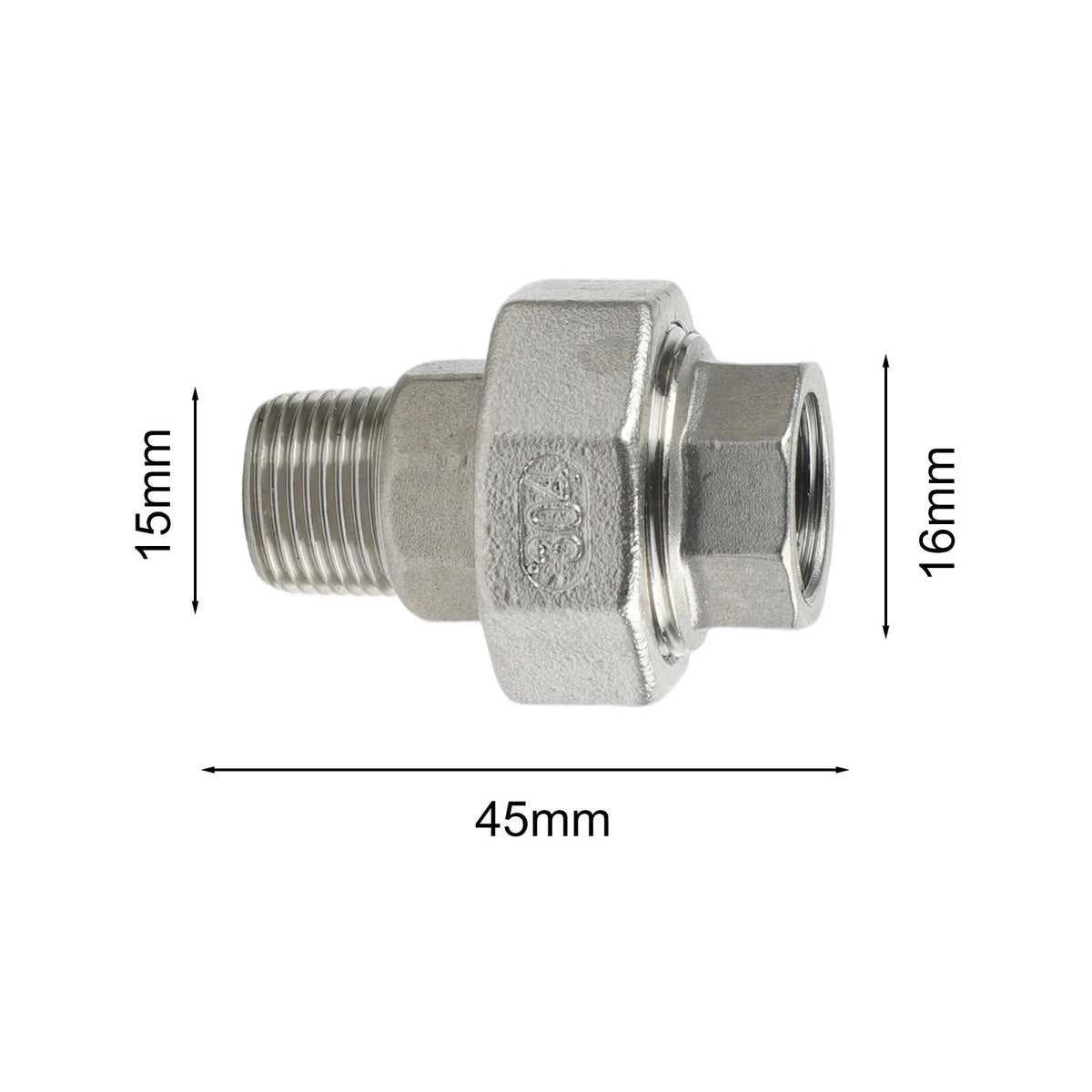 2 Stainless Steel Threaded Connectors 304 Grade for Pipeline Use