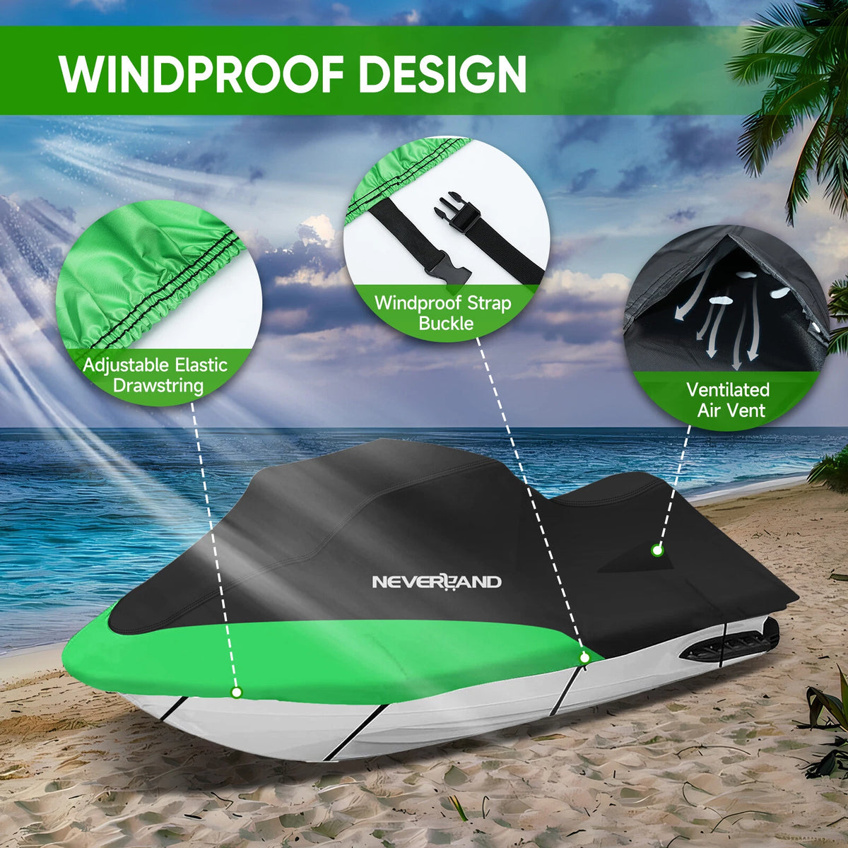 Watercraft Jet Ski Cover for Outdoor Storage (Waterproof)