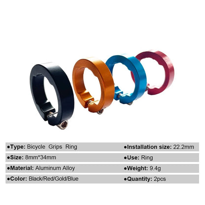 2X Aluminum Alloy Bike Grips Handlebar Lock Ring