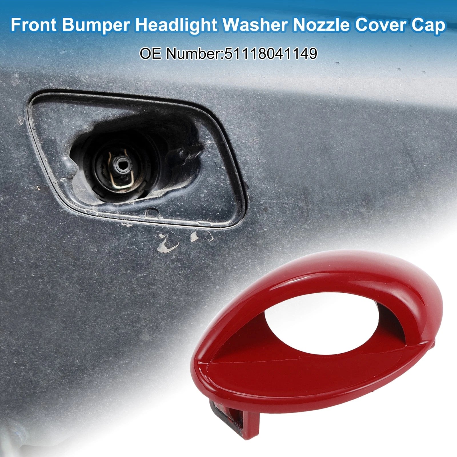 Front Left Headlight Washer Nozzle Cover Cap for BMW M3 (2008–2013) Red