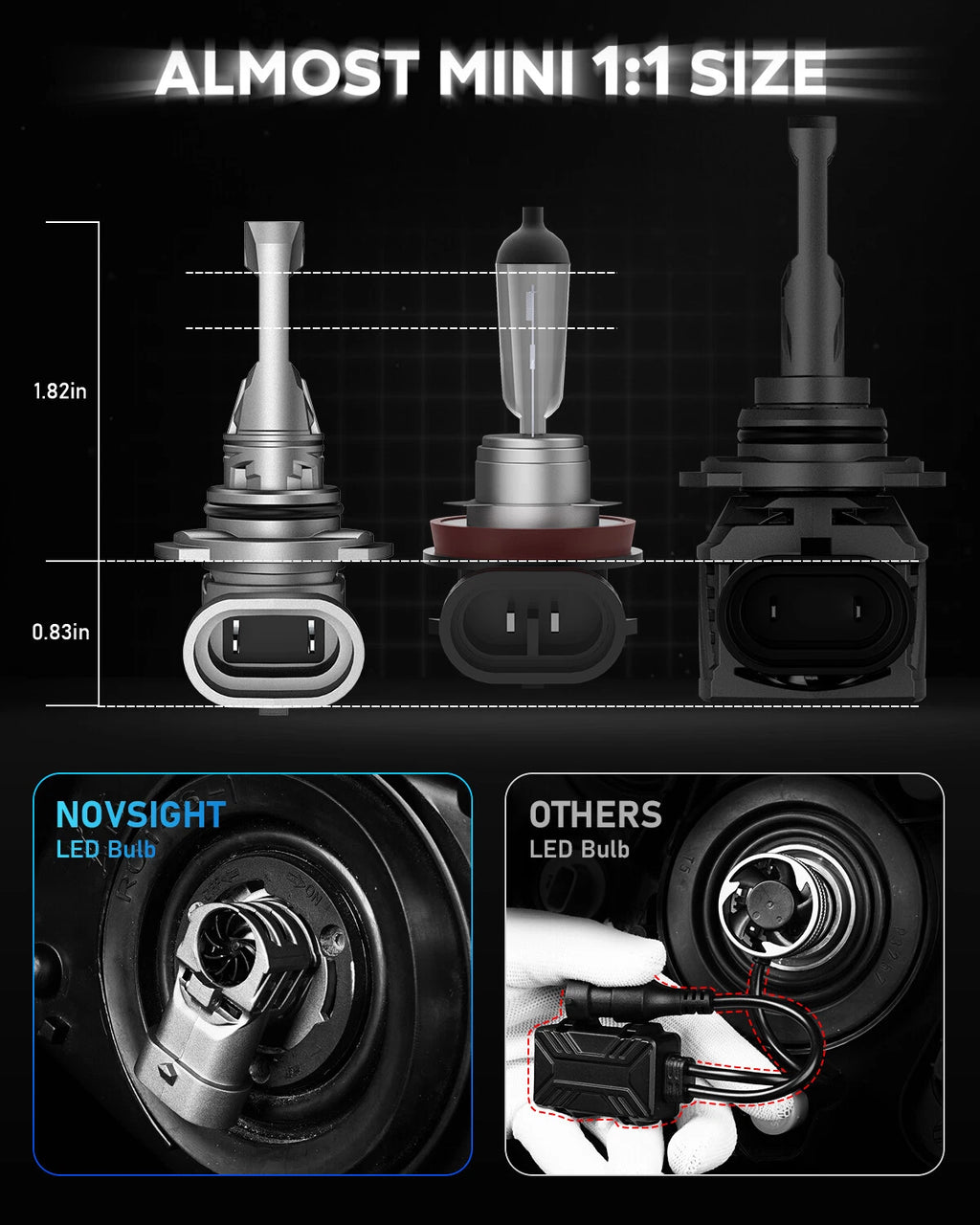 4X 9005 + H11 LED Headlight Bulbs Kit for High Low Beam (IP68 Dustproof)